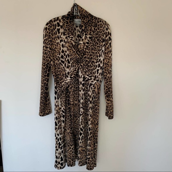 Joseph Ribkoff Leopard Print Cocktail Dress Sz 10 - Picture 11 of 12